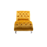 COOMORE Velvet Chaise Lounge Indoor,Button-Tufted Upholstered Chaise Lounge Chair with Pillow for W39538680
