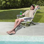 ZUN 63*65*82cm Short Oxford Cloth Silver White Aluminum Tube Bearing 100kg Beach Chair Green Stripes 42959268