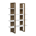 ZUN Aged Walnut and White 4-Shelf Bookcase B062P153771
