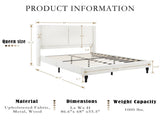 Queen Size Bed Frame with 55.5"High Back Upholstered Headboard,Boucle Fabric,12 Slat W1716P335676