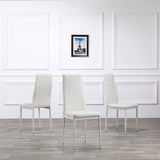 ZUN 6pcs Elegant Assembled Stripping Texture High Backrest Dining Chairs B White 95666160