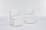 Linen Upholstered Armless Dining Chair with Casters and Storage space-set of 2,IVORY W2069P288875
