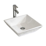16.5" Square Bathroom Vessel Sink White Porcelain Counter Bowl for Bathroom Vanity D16306243