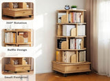 5 Tier Rotating Bookshelf, 360&deg Display Round Spinning Bookshelf with Wheels,-Saving, Small 82303381