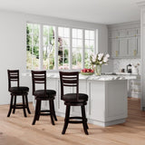 24" Counter Height Slat Back Swivel Stool, Espresso Finish, Charcoal Fabric Seat B04660690