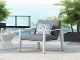 Silver Aluminum Lounge Chair with Sleek Rope Accents and Comfortable Cushions, Perfect for Modern N767P237034W