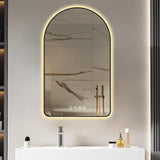 ZUN 28"x48"Arched LED Mirror for Bathroom,Time and temperature display, Backlight, Anti-Fog, Dimmable, W2709P242512