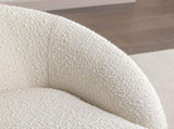 Winnie Modern Teddy Boucle Fabric Barrel Chair, 360&deg Swivel, White T2574P184972