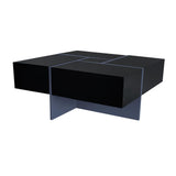 ZUN Unique Design Coffee Table with 4 Hidden Storage Compartments, Square Cocktail Table with Extendable 37447778