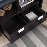 ZUN TV Console Table with 2 Drawers and Open Shelving- Red Cocoa B107130956