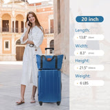 Hardshell Luggage Sets 3 Piece Carry-on Suitcases with Wheels, TSA Lock for Men Women-Blue 02916319