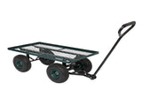 86*46*97cm Garden Iron Wood Four Wheel Square Garden Wagon Green 50097362