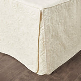 3 Piece Split Corner Pleated Quilted Bedspread Cream King B03597562