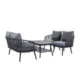 4-Piece Outdoor Patio Furniture Set, Metal Chairs with Woven Rope U-Shaped Backrest,Outdoor N780P209458G