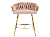 26'' Counter height bar stools Set of 2 kitchen island counter bar stool with hand- wave back,golden W2215P184990