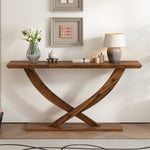 ZUN Mirod 57'' Modern Rustic Console Table with Cross-Leg Design,Sturdy Construction and Ample Surface N760P214643D