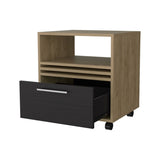 Saxon Nightstand with a Drawer and Open Storage, Natural Oak B128P263722