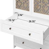 Hollow pattern 2 door 3 drawer wardrobe, the collision of wood color and white, suitable for 04996818
