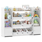 White Multi-Functional Kids Storage Shelf - Toy OrganizerBookcase, 56"x12"x39", Anti-Toppling, 86189932