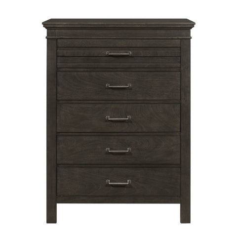 ZUN 1pc Charcoal Gray Finish 5 Drawers Chest Transitional Style Wooden Bedroom Furniture B011P220617