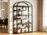 71 Inch Arched Industrial Bookshelf, Open Display Bookcase 21680493
