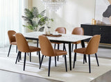 Brown Leather Identities Chair with Metal Legs, Armless Chair Set of 4 for Kitchen, Restaurant, T3967P497835