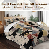 3pcs Of Black Cat Multi Posture Pattern Blanket Set All Season Bedding, 2 Pillowcases For Children, 47524620