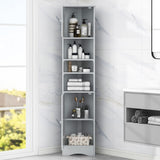 Multi-Functional Corner Cabinet Tall Bathroom Storage Cabinet with Two Doors and Adjustable Shelves, WF530911AAE