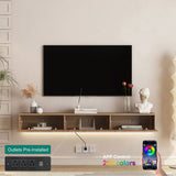 Floating TV Stand Wall Mounted with 16 Color LEDs,69" Modern TV Stand, Floating TV Cabinet W1321P289278