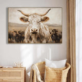 White Highland Cow Canvas Wall Art - Modern Minimalist Animal Art Print for Living Room Bedroom W3374P322232