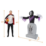 ZUN 8ft Garden 3pcs LED String Lights Grim Reaper and Grave Inflatable Halloween Decoration 52188395