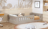 Wood Twin Size Platform Bed with Guardrail, Natural N709P180836N