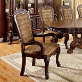 ZUN Formal Traditional Cherry Set of 2pc Arm Chairs Room Brown Damask Print Fabric Solid wood B011P143312