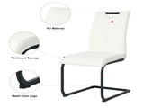 Modern White PU dining chair living room chair upholstered chair, black metal chair leg design, W210P199101