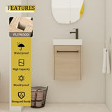 16'' Floating Wall-Mounted Vanity with Ceramic Sink & Soft-Close Cabinet Door, For Small W999P236336