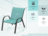 Turquoise 2 Pack Stackable Patio Dining, Ergonomic Steel Frame Breathable Fabric Outdoor 85167863