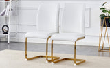 ZUN Luxury Simple Arch Chair - Set of 2 WHITE PU Material High Resilience Dining Chair with Arched Metal W1151P154875