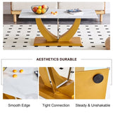 ZUN Coffee table.Modern minimalist Tempered glass with sticker desktop ,golden MDF legs and stainless W1151P149682