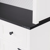 71" Farmhosue Pantry Bar Cabinet with Internal Storage Rack,Kitchen Cabinet with Hutch,Sliding 66804643