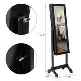 Non Full Mirror Wooden Floor Standing 4-Layer Shelf Jewelry Storage Adjustable Mirror Cabinet *Black 31653593