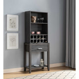 ZUN Wine Bar Cabinet, Kitchen Storage Cabinet with Drawer and Open Shelves, Distressed Grey B107130945