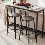Bar Table Set with 2 Bar stools PU Soft seat with backrest, Grey, 43.31'' L x 15.75'' W x 35.43'' H. W1162103445
