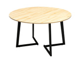 35.43 Inch Half Split Round Dining Table for 4-5 People, Industrial V-Shaped Bend Metal Legs Space 71727497