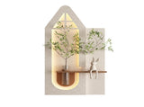 Adjustable 3-Color LED Sandstone Wall Decor with Simulated Green Plants - 3D Art Sculpture, Glass W2700P313032