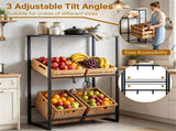 3-Tier Adjustable Tilt Beer Crate Storage Rack, Heavy Duty Metal Beverage Organizer with Hooks, 94120118