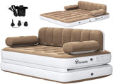 Queen Air Sofa Bed Mattress with Headboard & Pump for Home Camping Guests, Khaki 75562742