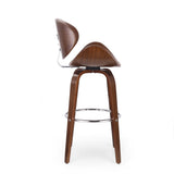 30" Mid-Century Modern Upholstered Swivel Barstool, Walnut Cognac 67493.00PUCOGN