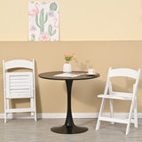 ZUN 31.5" Round Dining Table, Mid-Century Black Tulip Table, Metal Base Pedestal Table for 2-4 W2533P170059