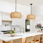 ZUN Farmhouse Pendant Light with Adjustable Height, Boho Woven Jute Rope Hanging Ceiling Light Fixture, W1340P241301