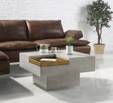 Weathered Grey Coffee Table with Square Top and Pedestal Base B062P209090